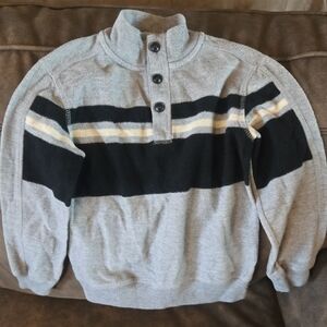 Chaps Gray and Black Striped Turtleneck Sweater Size 6